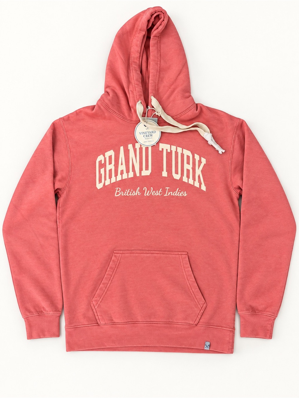 Vineyard Crew Grand Turk Unisex Graphic Hoodie Coral Size Large NEW